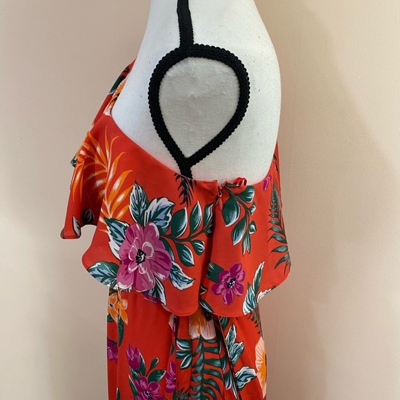 Francesca’s Pink Tropical Floral Boho Maxi Dress size Small NWT - Picture 4 of 13